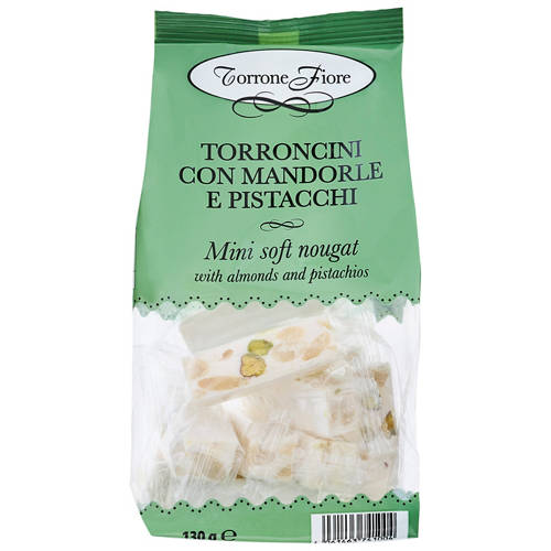 Front shot 2, Torroncini Con Mandorle Mini Soft Nougat Almonds and Pistachios 130g
