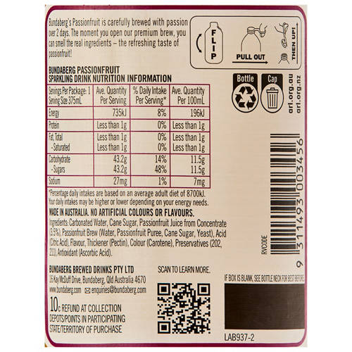 Nutrients 1, Passionfruit 4 Pack 375ml