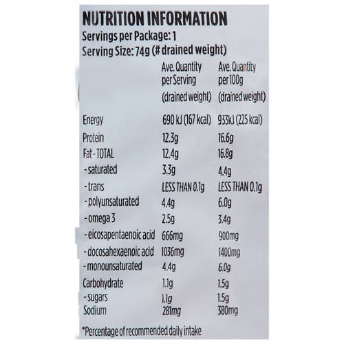 Nutrients 1, Mediterranean Sardines 106g