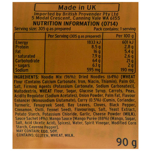 Nutrients 1, Curry Flavoured Pot Noodle 90g