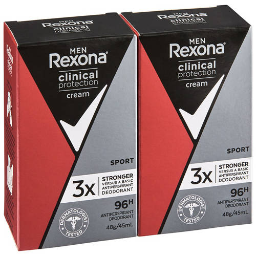 Front shot 1, Rexona Clinical Protection Antiperspirant Deodorant 96 Hour 2 x 48g