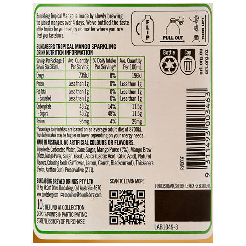 Nutrients 1, Tropical Mango 4 Pack 375ml