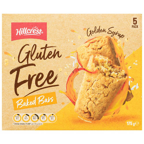 Front shot 2, Gluten Free Bars Golden Syrup 5 Pack 175g