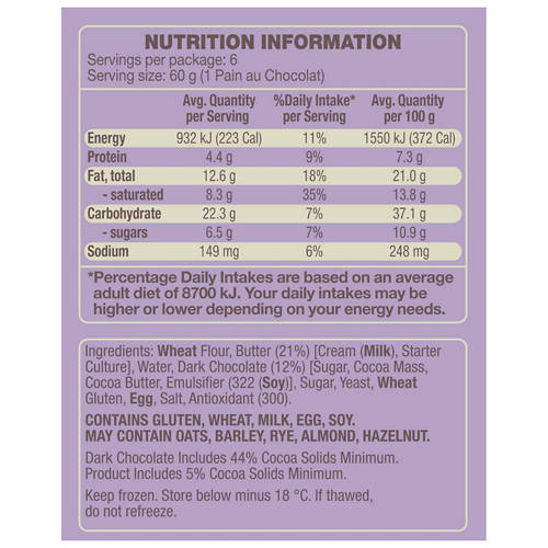 Nutrients 1, Pain Au Chocolate 6 Pack 360g