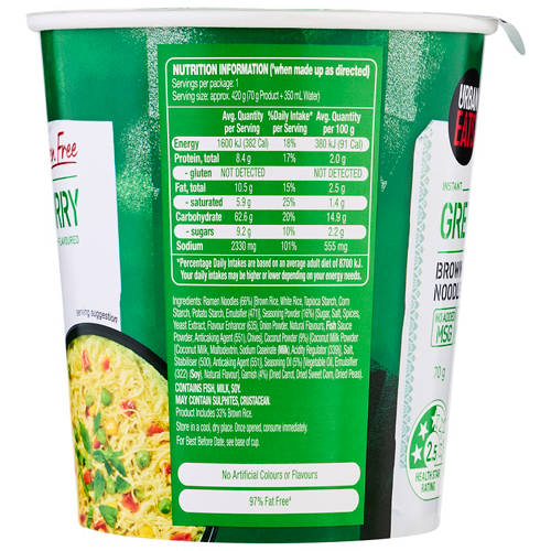 Front shot 3, Gluten Free Green Curry Cup Noodles 70g