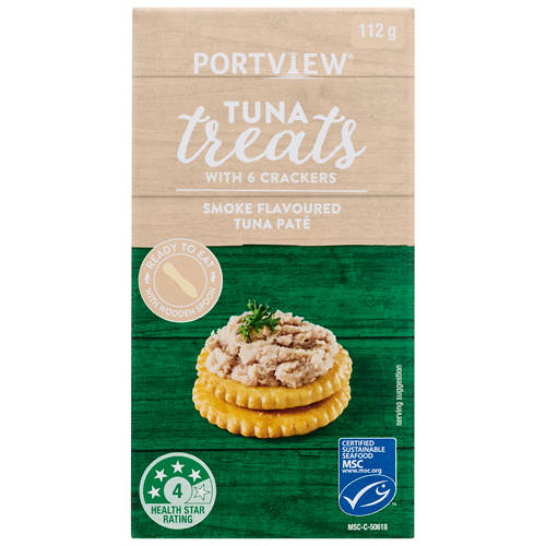 Front shot 2, Smoke Flavoured Tuna Pate Treats with Crackers 112g
