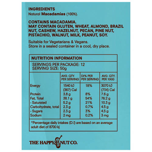 Nutrients 1, Natural Australian Macadamias 600g