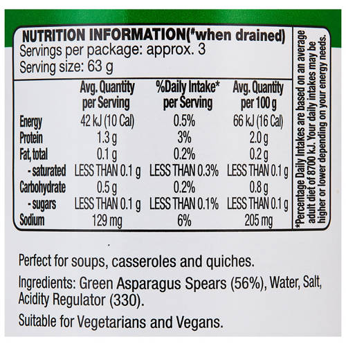 Nutrients 1, Green Asparagus Spears 330g