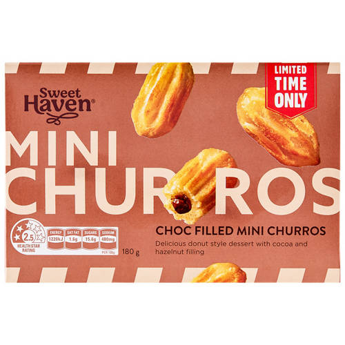 Front shot 2, Choc Filled Mini Churros 180g