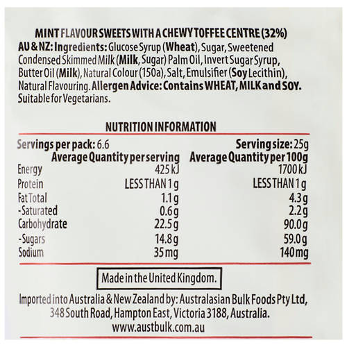 Ingredients 1, Mint Humbugs 165g