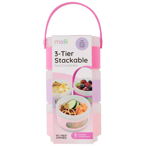 Front shot 3, Stackable Food Containers or Spin Bento Containers 3 Tier