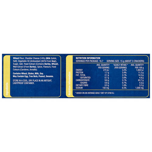 Nutrients 1, Country Cheese Crackers 250g