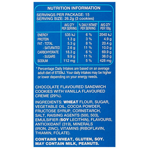 Nutrients 1, Oreo Original Cookies Family Pack 393g