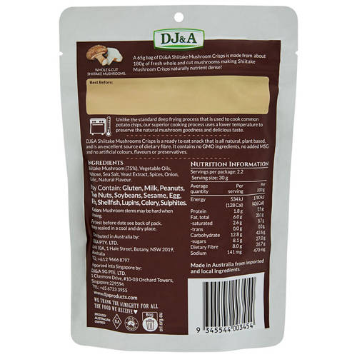 Front shot 2, Shiitake Mushroom Crisps Original 65g