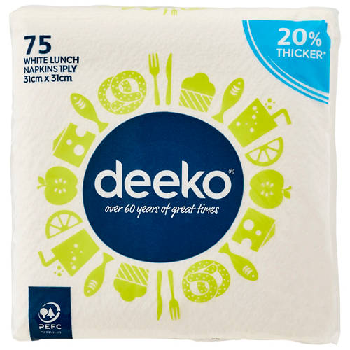 Front shot 2, White Lunch Napkins 1ply 75 Pack