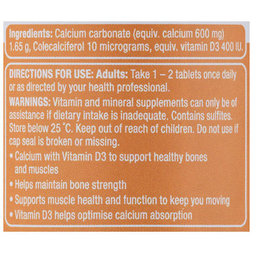 Front shot 3, Calcium with Vitamin D Tablets 60 Pack