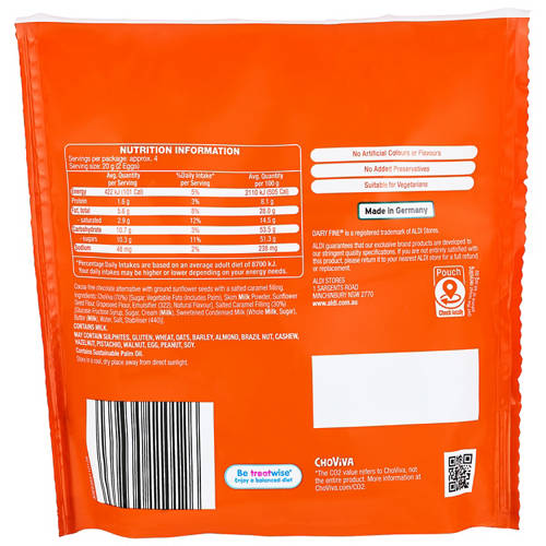 Front shot 2, Salted Caramel Choviva Mini Eggs 90g