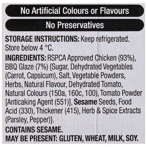 Ingredients 1, BBQ RSPCA Approved Chicken Kebabs 800g