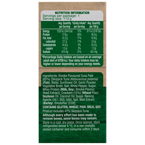 Nutrients 1, Smoke Flavoured Tuna Pate Treats with Crackers 112g