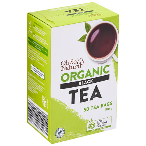 Organic Black Tea Bags 50 Pack 100g Product Image Front shot 01