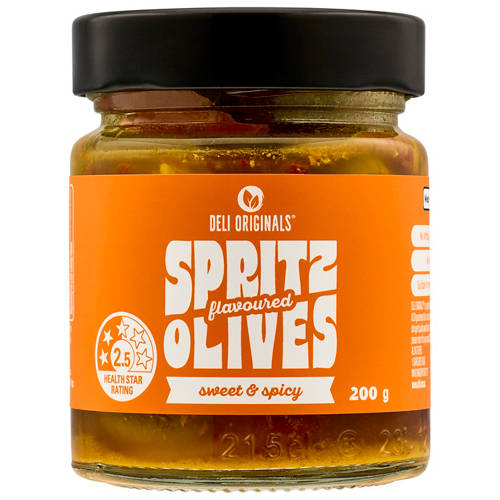 Front shot 2, Cocktail Flavoured Olives Spritz Sweet and Spicy 200g to 215g