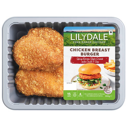 Korean Style Chicken Breast Burgers 4 Pack 390g