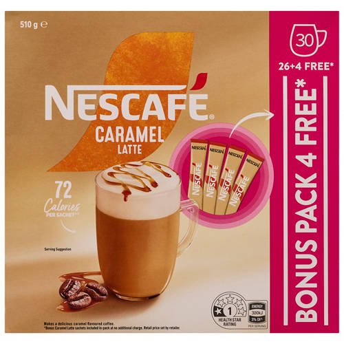 Front shot 2, Caramel Latte Sachets 30 Pack 510g
