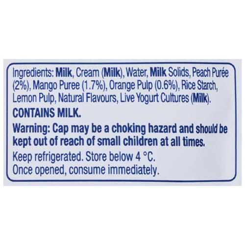 Ingredients 1, No Added Sugar Tropical Yogurt Pouch 110g