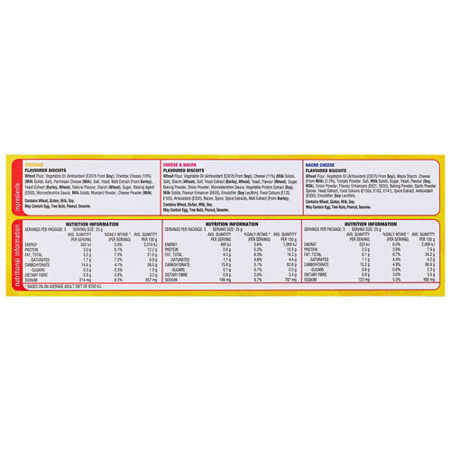 Ingredients 1, Cheese Lovers Snack Packs 15 Packs 375g