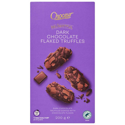 Front shot 2, Dark Chocolate Flaked Truffles 200g