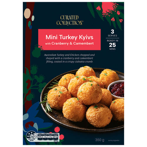 Front shot 2, Mini Turkey Kyivs with Cranberry and Camembert 350g