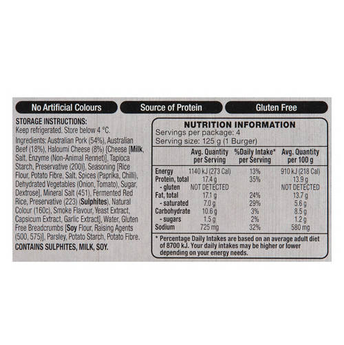 Nutrients 1, Chorizo Style Burgers 500g