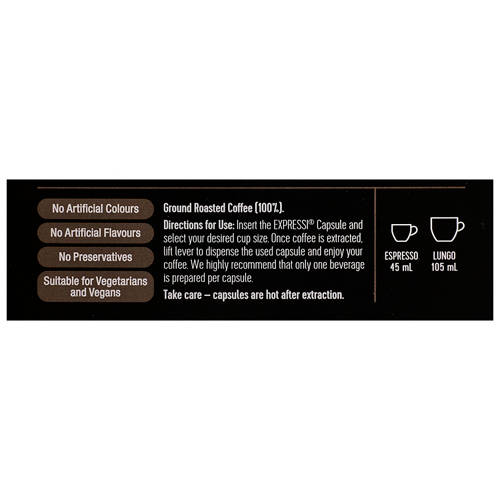 Ingredients 1, Milano Coffee Capsules 16 Pack 124g
