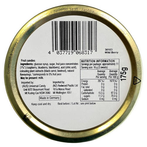 Front shot 2, Wild Berry Tin