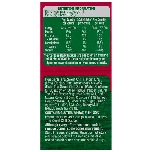 Nutrients 1, Thai Sweet Chilli Flavour Tuna Treats with Crackers 112g