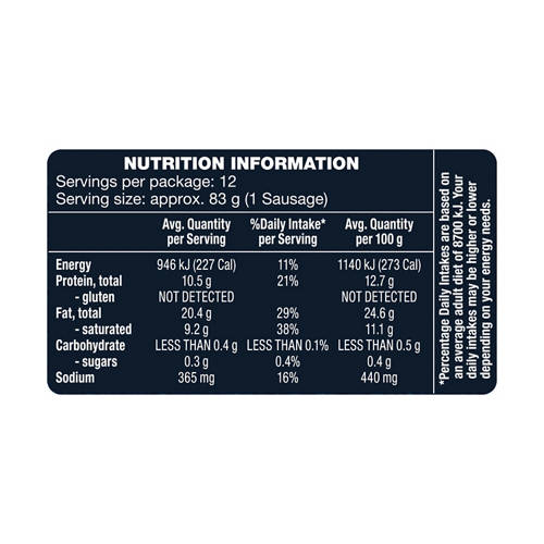 Nutrients 1, Italian Style Pork & Beef Sausages 1kg