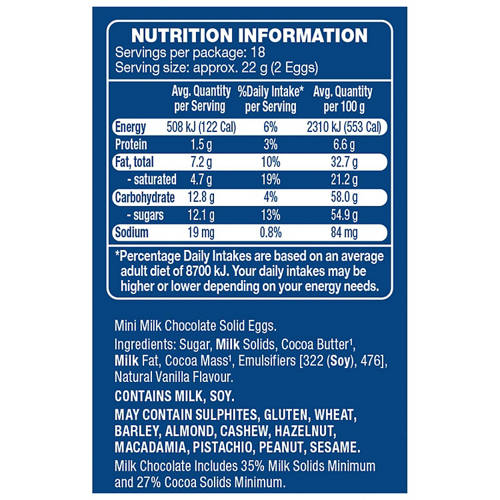 Nutrients 1, Solid Milk Chocolate Eggs 400g