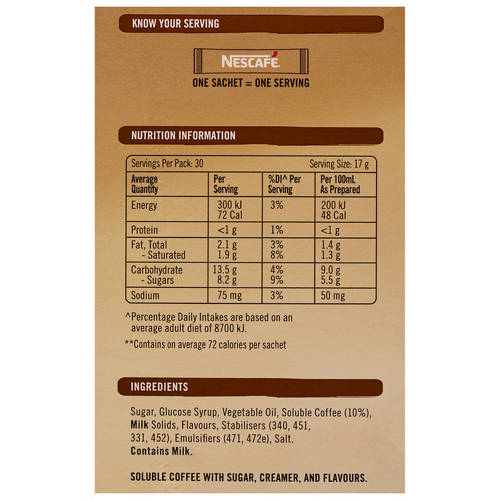 Nutrients 1, Caramel Latte Sachets 30 Pack 510g