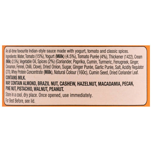 Ingredients 1, Indian Simmer Sauce Tikka Masala 500g