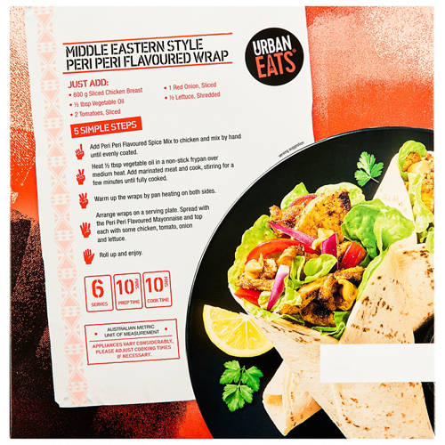 Front shot 3, Peri Peri Flavoured Wrap Meal Kit 630g
