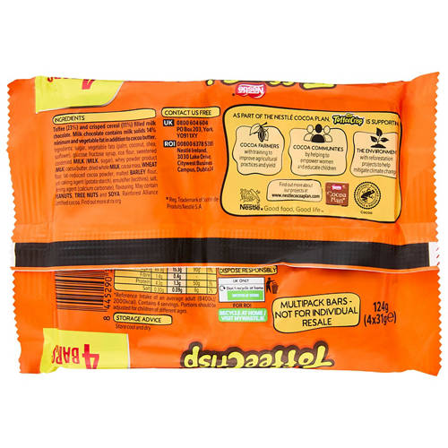 Front shot 2, Toffee Crisp 4 Pack 31g