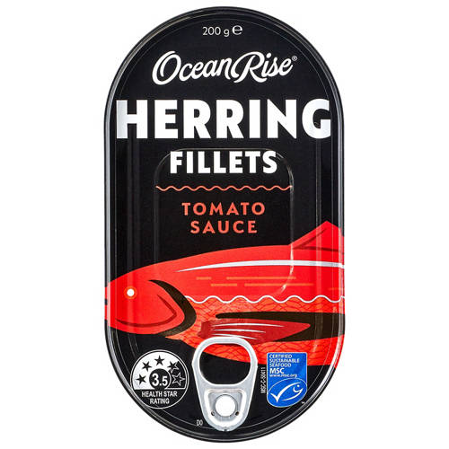 Front shot 2, Herring Fillets in Tomato Sauce 200g