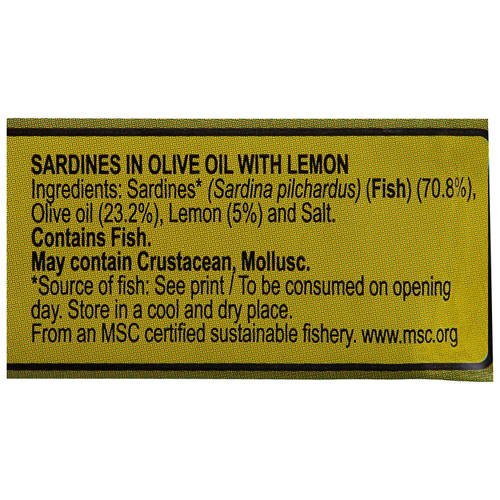 Ingredients 1, Olive Oil with Lemon Sardines 120g