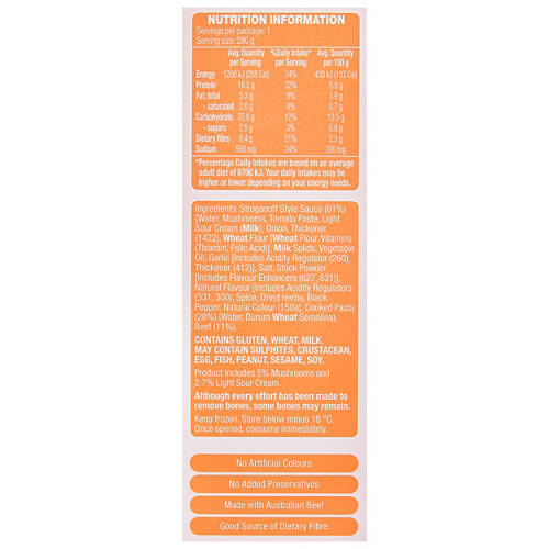 Nutrients 1, Beef Stroganoff 280g