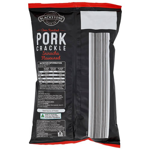 Front shot 2, Sriracha Flavoured Pork Crackle 75g