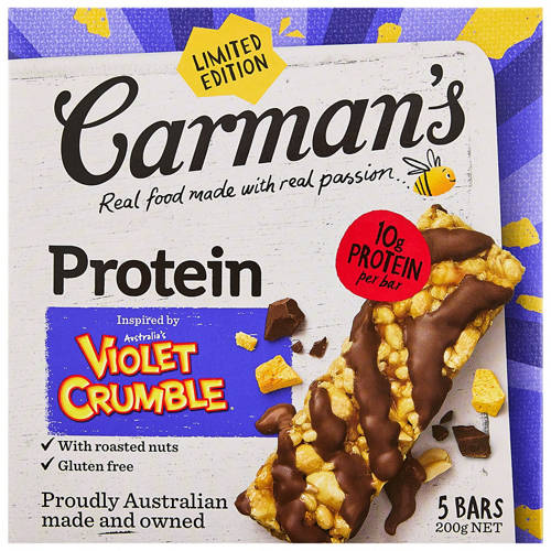 Front shot 2, Violet Crumble Protein Bars 200g 5 Pack