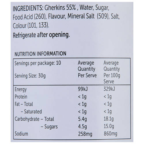 Nutrients 1, Gherkins Sweet Spiced 540g