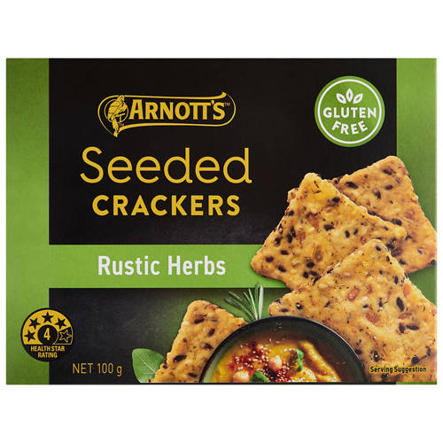 Front shot 2, Seeded Crackers Rustic Herbs 100g