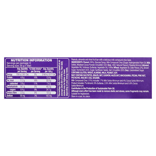 Nutrients 1, Fruit & Nut Bars 6 Pack 210g