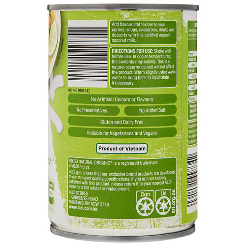 Front shot 3, Organic Coconut Milk 400ml
